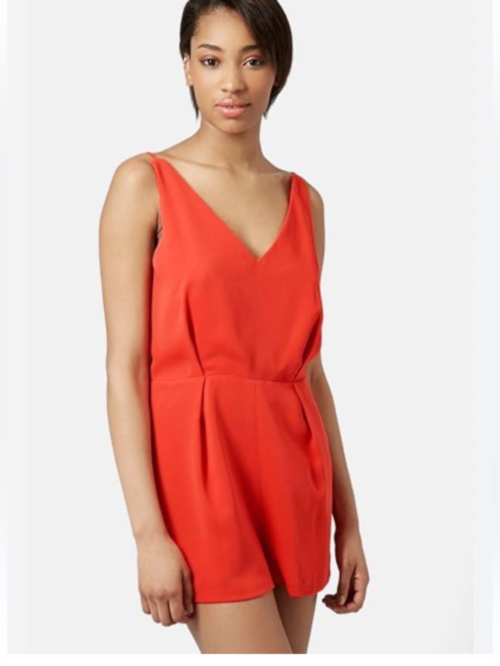 Topshop Coral V-Neck Strappy Romper